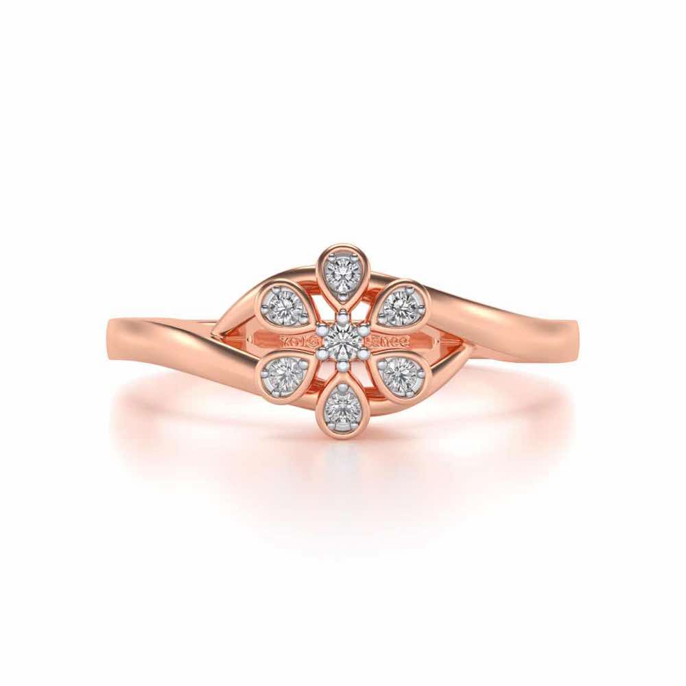 Shinny Flower Silver Ring - Rose Gold - Image 4