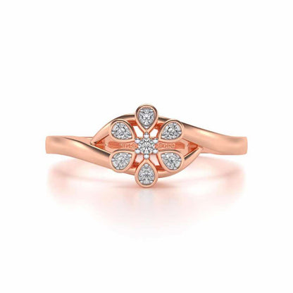 Shinny Flower Silver Ring - Rose Gold - Image 4