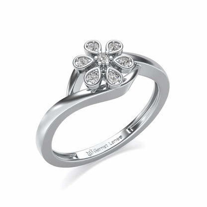 Shinny Flower Silver Ring - White Gold - Image 1