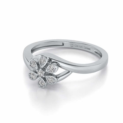 Shinny Flower Silver Ring - White Gold - Image 2