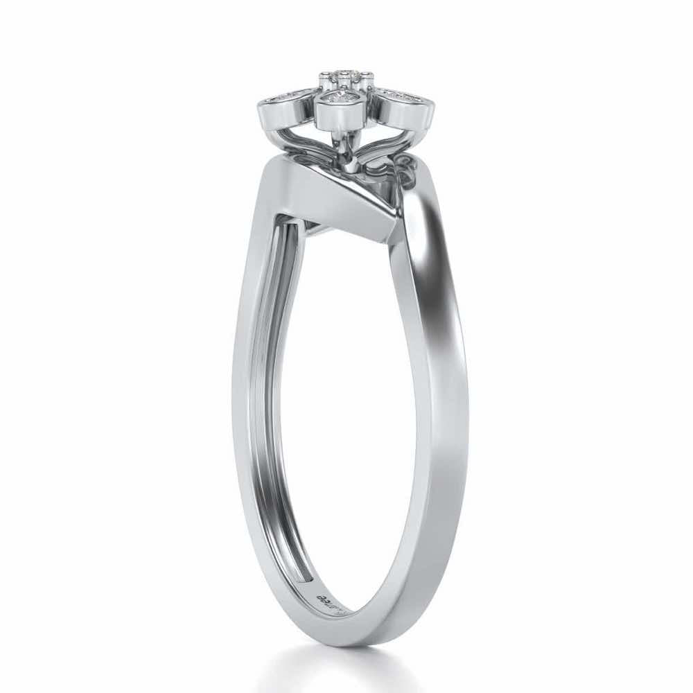 Shinny Flower Silver Ring - White Gold - Image 3