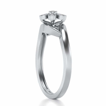 Shinny Flower Silver Ring - White Gold - Image 3