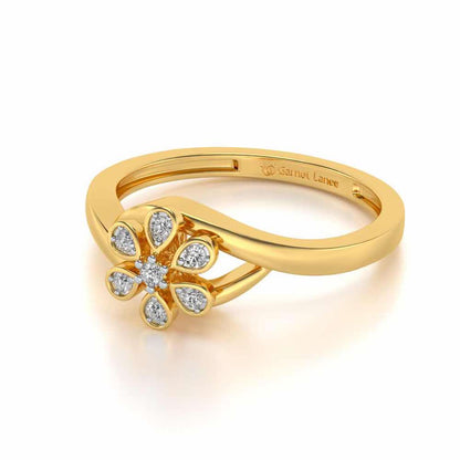 Shinny Flower Silver Ring - Yellow Gold - Image 2