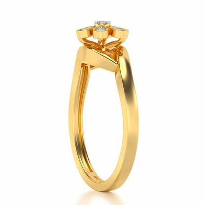 Shinny Flower Silver Ring - Yellow Gold - Image 3