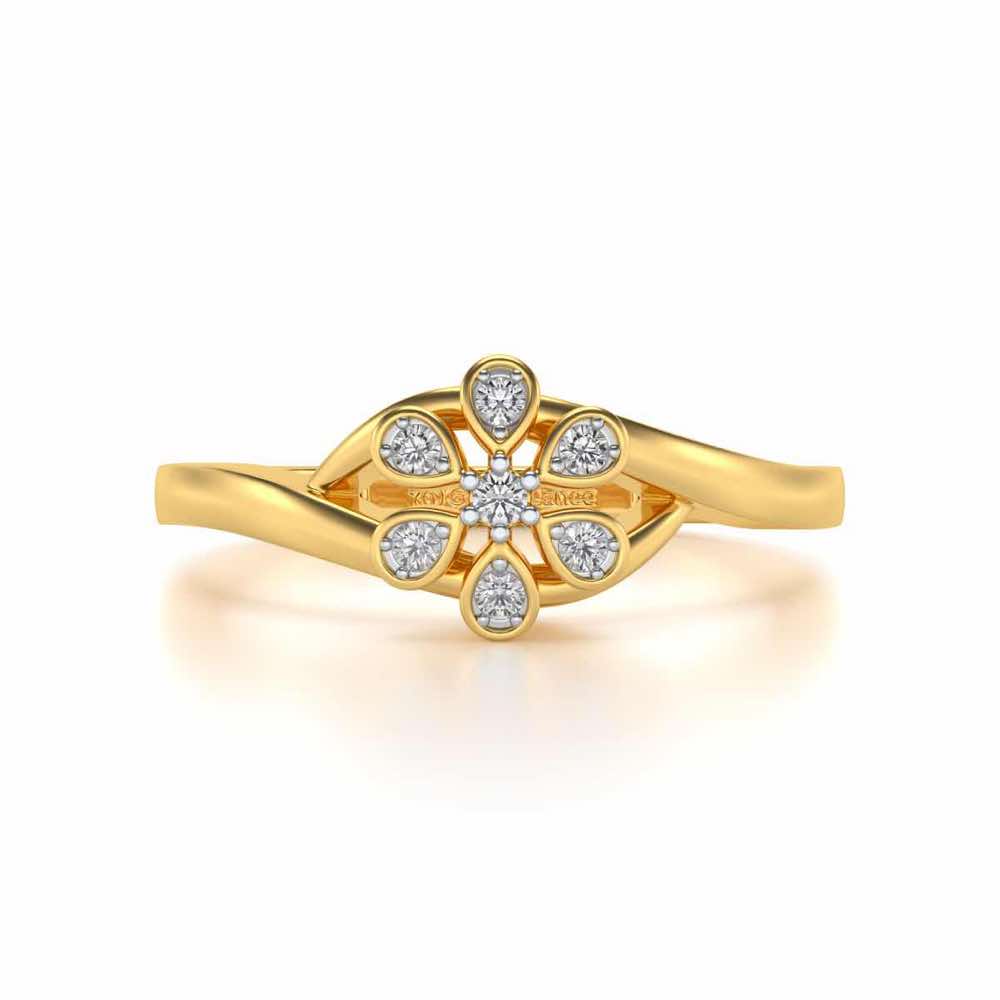 Shinny Flower Silver Ring - Yellow Gold - Image 4