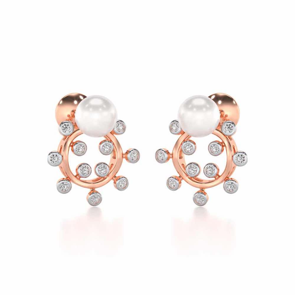 Shinwise Silver Pearl Earrings - Rose Gold - Image 1