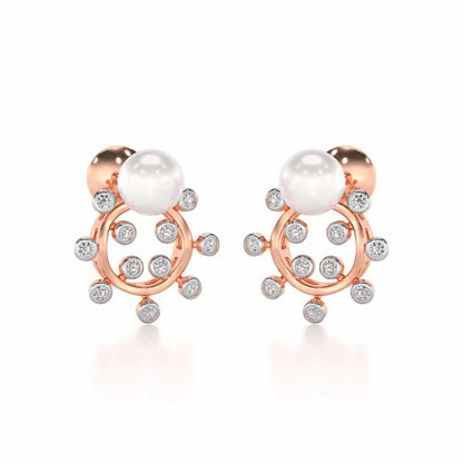 Shinwise Silver Pearl Earrings - Rose Gold - Image 1