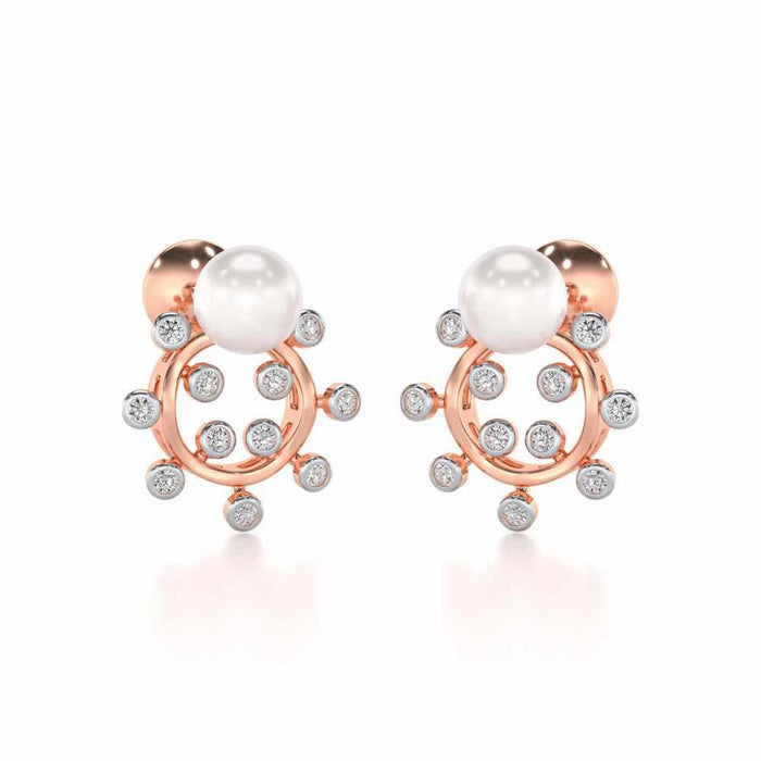 Shinwise Silver Pearl Earrings - Rose Gold - Image 1