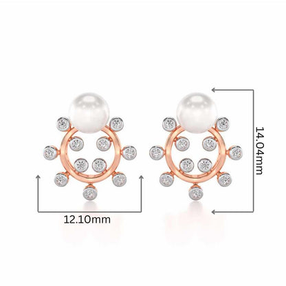 Shinwise Silver Pearl Earrings - Rose Gold - Image 2