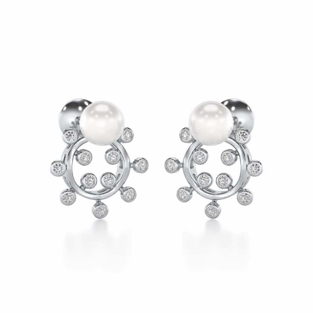 Shinwise Silver Pearl Earrings - White Gold - Image 1