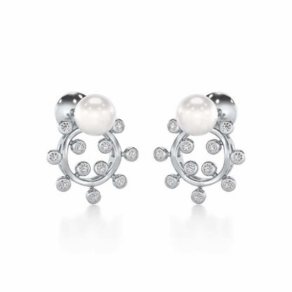 Shinwise Silver Pearl Earrings - White Gold - Image 1