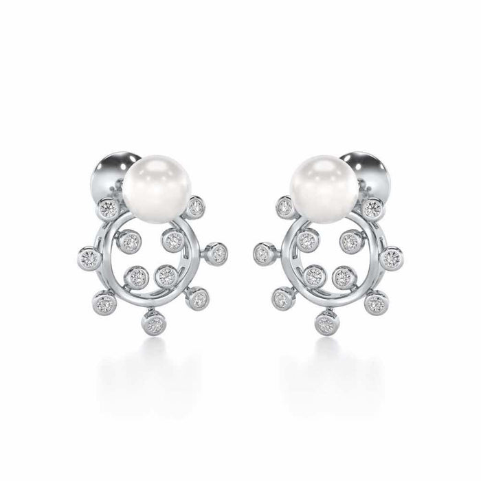 Shinwise Silver Pearl Earrings - White Gold - Image 1