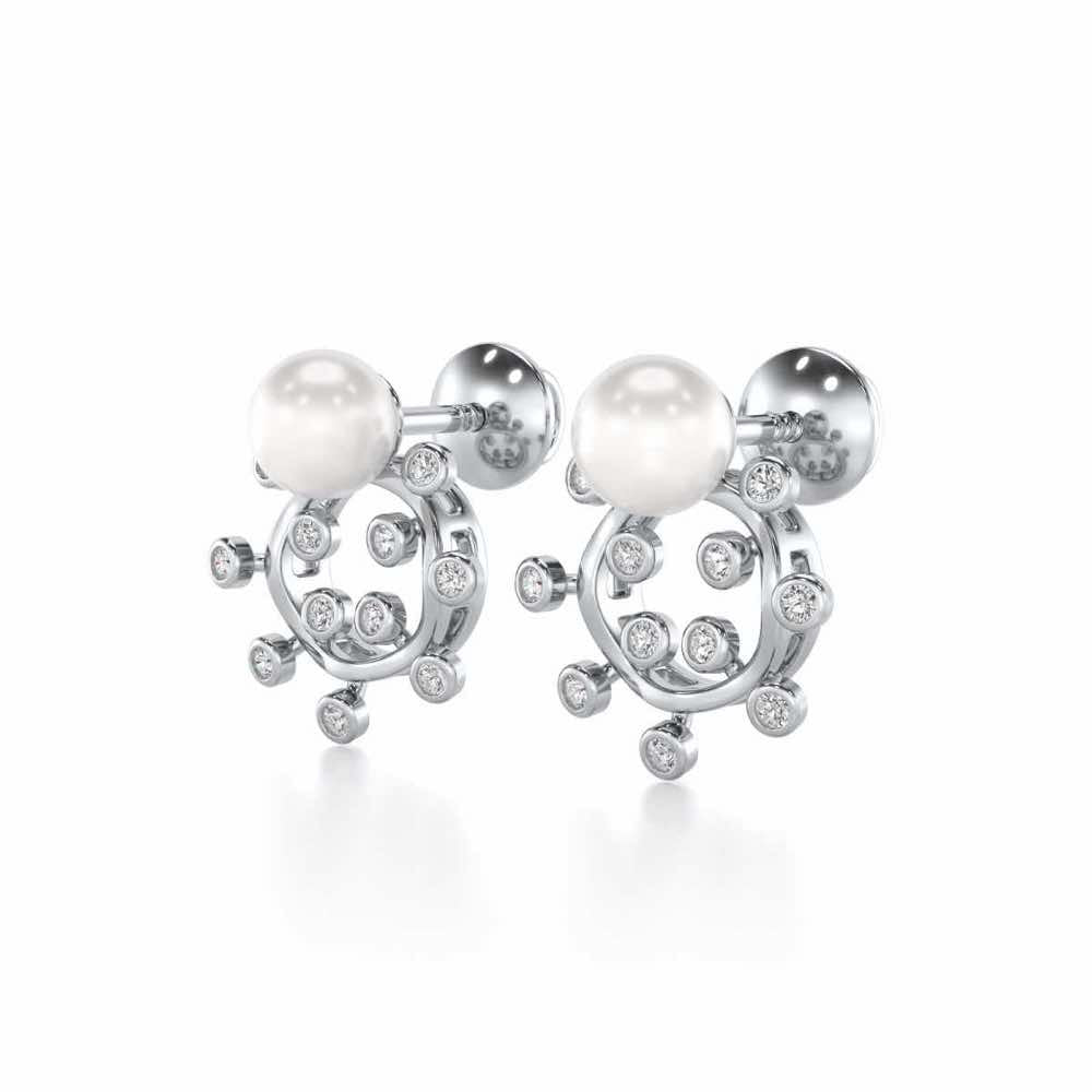 Shinwise Silver Pearl Earrings - White Gold - Image 3