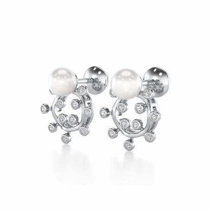 Shinwise Silver Pearl Earrings - White Gold - Image 3