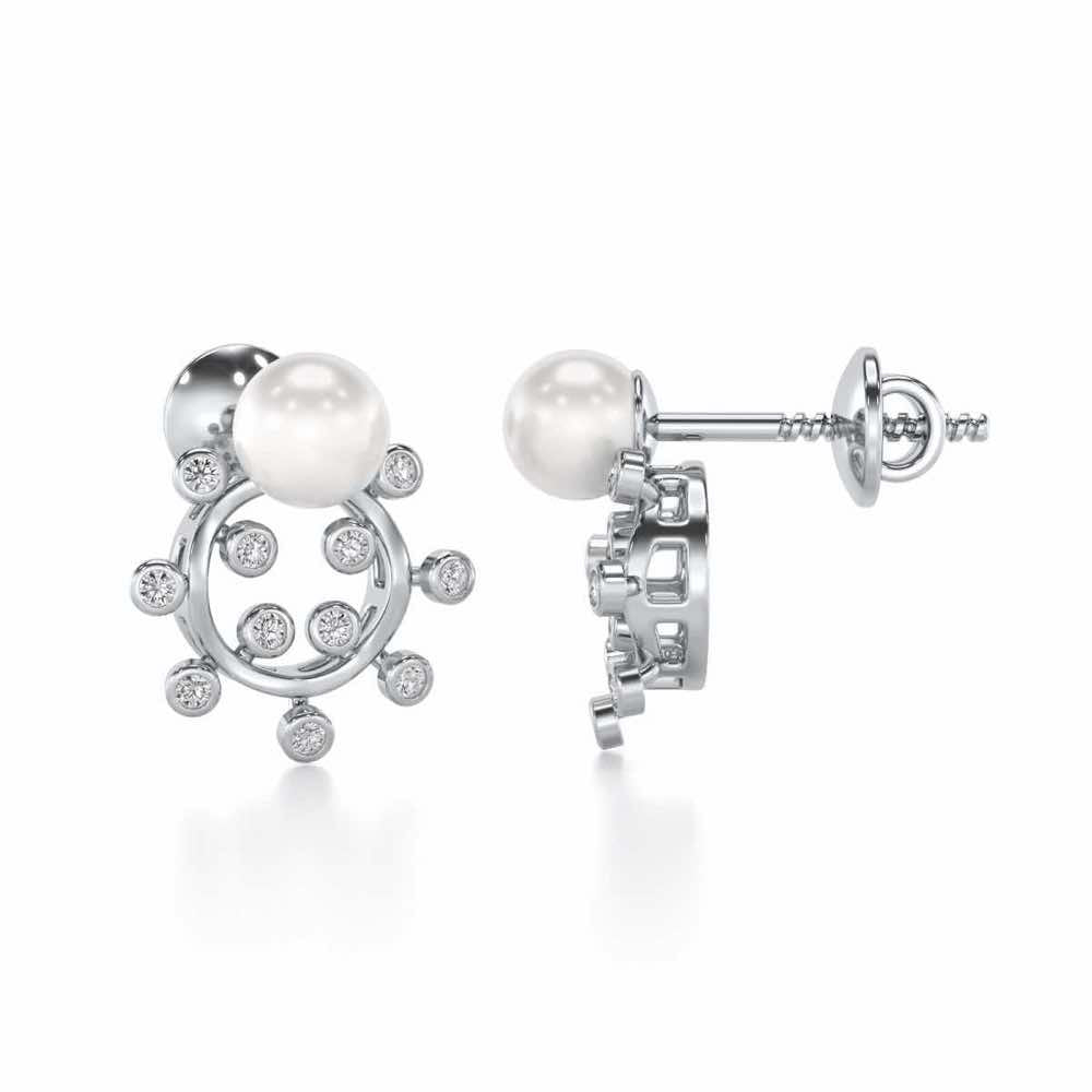 Shinwise Silver Pearl Earrings - White Gold - Image 4
