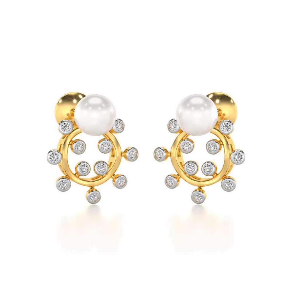 Shinwise Silver Pearl Earrings - Yellow Gold - Image 1