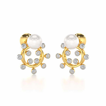 Shinwise Silver Pearl Earrings - Yellow Gold - Image 1