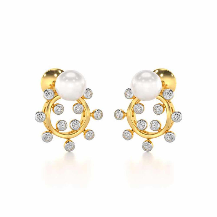 Shinwise Silver Pearl Earrings - Yellow Gold - Image 1
