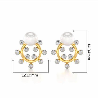 Shinwise Silver Pearl Earrings - Yellow Gold - Image 2