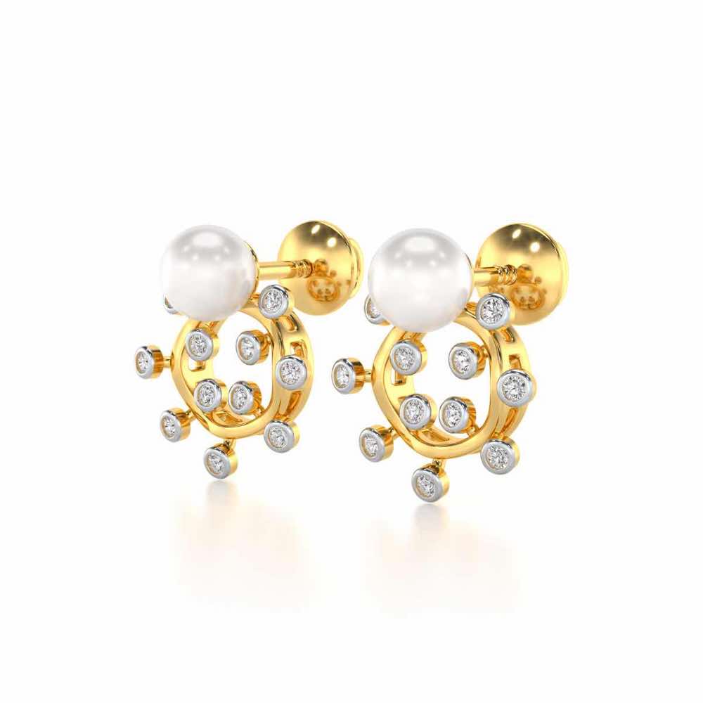 Shinwise Silver Pearl Earrings - Yellow Gold - Image 3