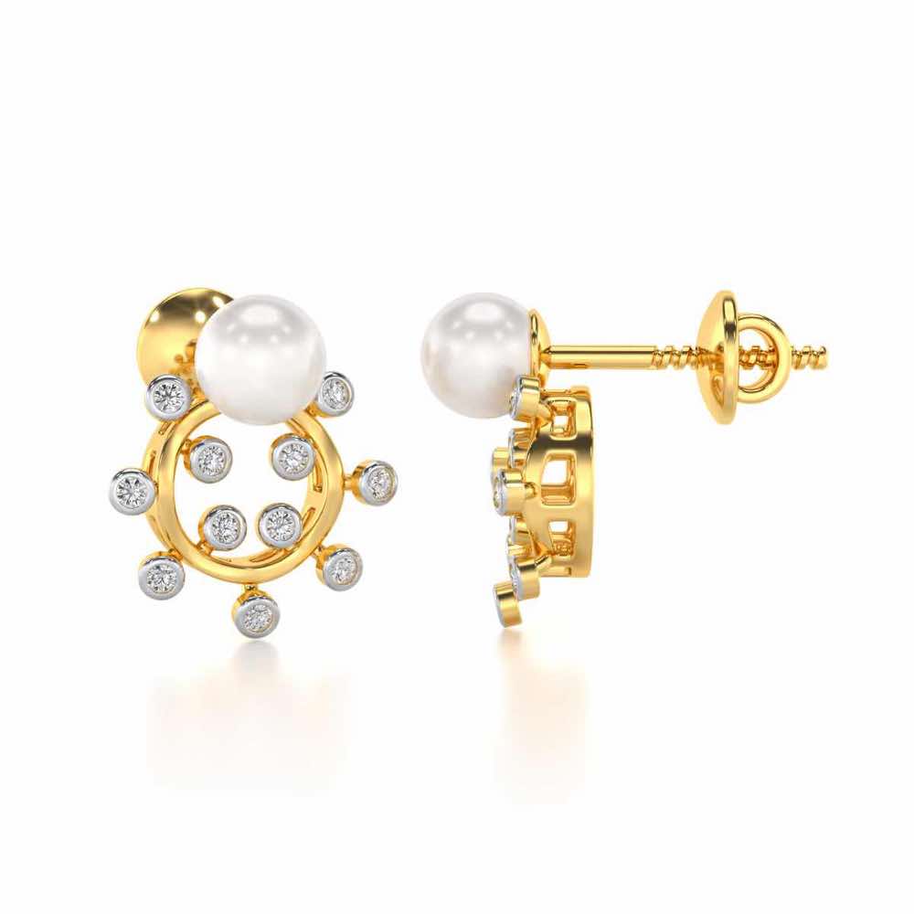 Shinwise Silver Pearl Earrings - Yellow Gold - Image 4