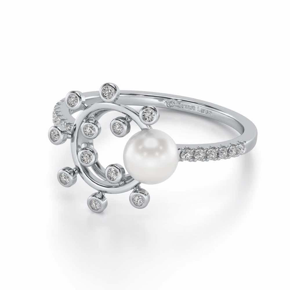 Shinwise Silver Pearl Ring - White Gold - Image 2