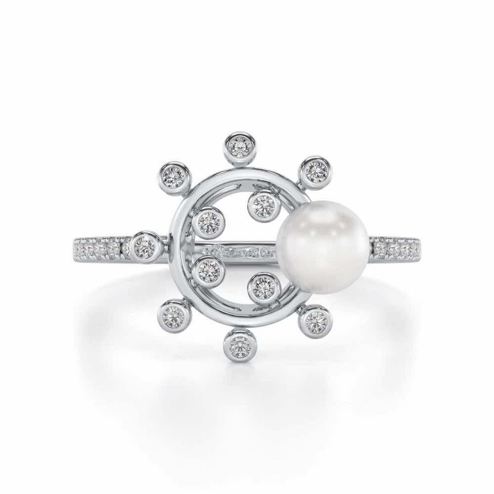Shinwise Silver Pearl Ring - White Gold - Image 4