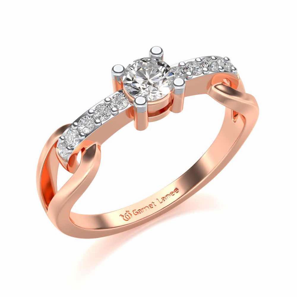 Shiny Bond Solitaire Silver Ring - Rose Gold - Image 1