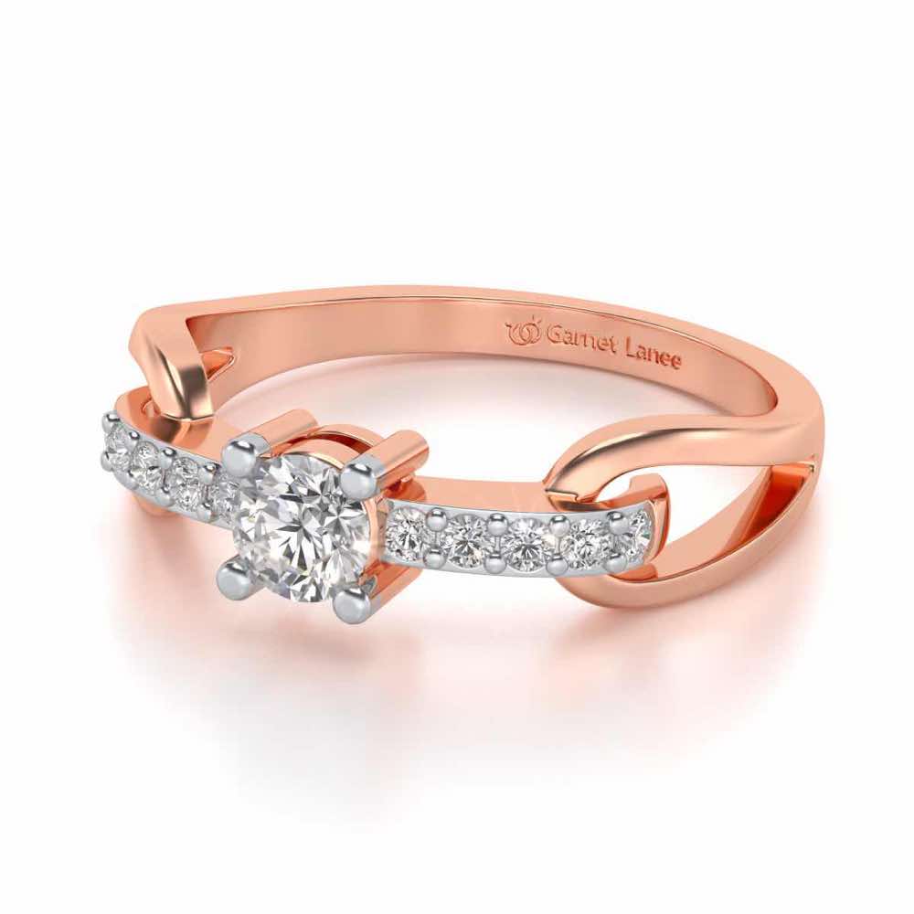 Shiny Bond Solitaire Silver Ring - Rose Gold - Image 2