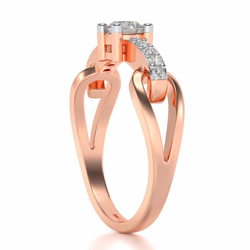 Shiny Bond Solitaire Silver Ring - Rose Gold - Image 3