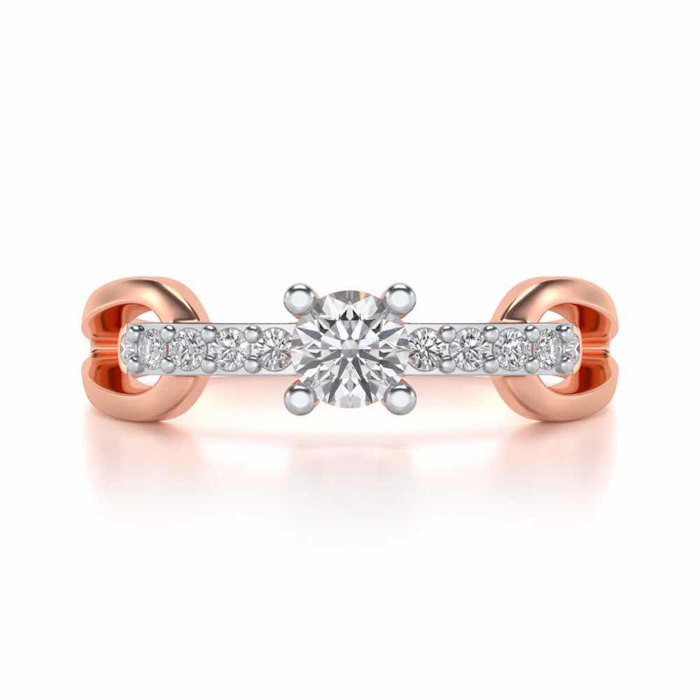 Shiny Bond Solitaire Silver Ring - Rose Gold - Image 4