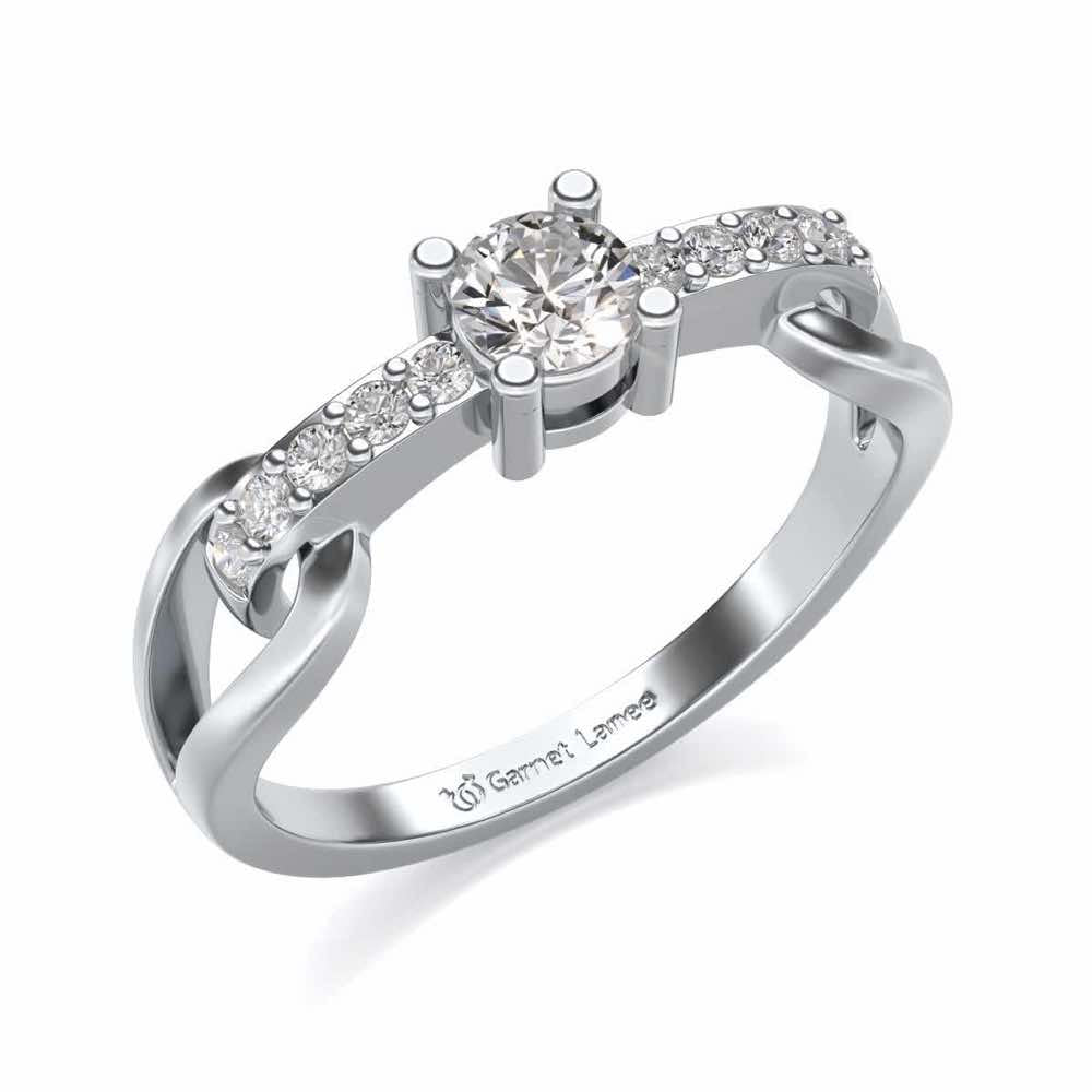 Shiny Bond Solitaire Silver Ring - White Gold - Image 1
