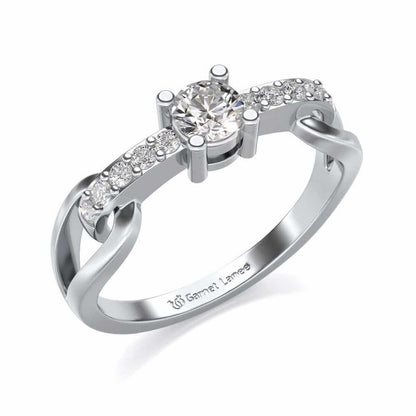 Shiny Bond Solitaire Silver Ring - White Gold - Image 1
