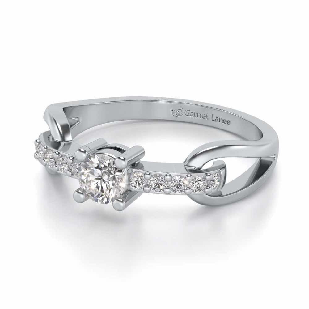 Shiny Bond Solitaire Silver Ring - White Gold - Image 2