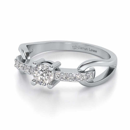 Shiny Bond Solitaire Silver Ring - White Gold - Image 2