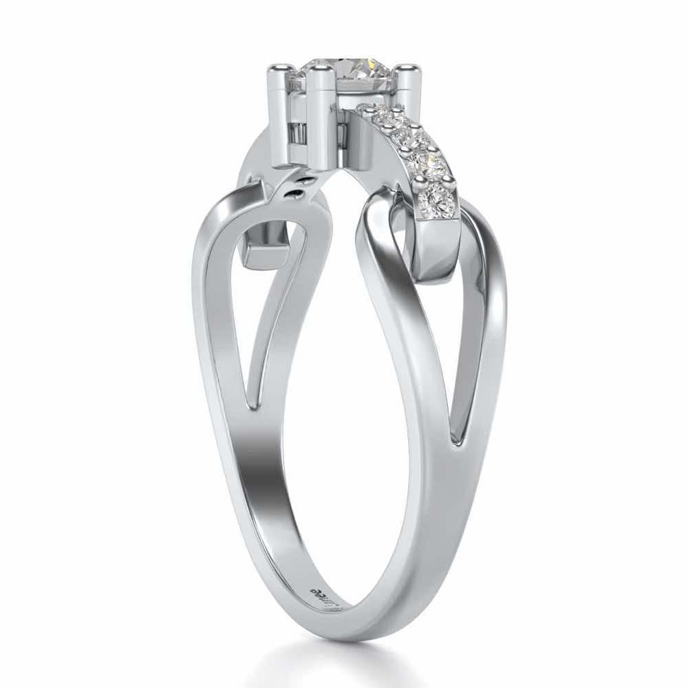 Shiny Bond Solitaire Silver Ring - White Gold - Image 3