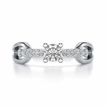 Shiny Bond Solitaire Silver Ring - White Gold - Image 4