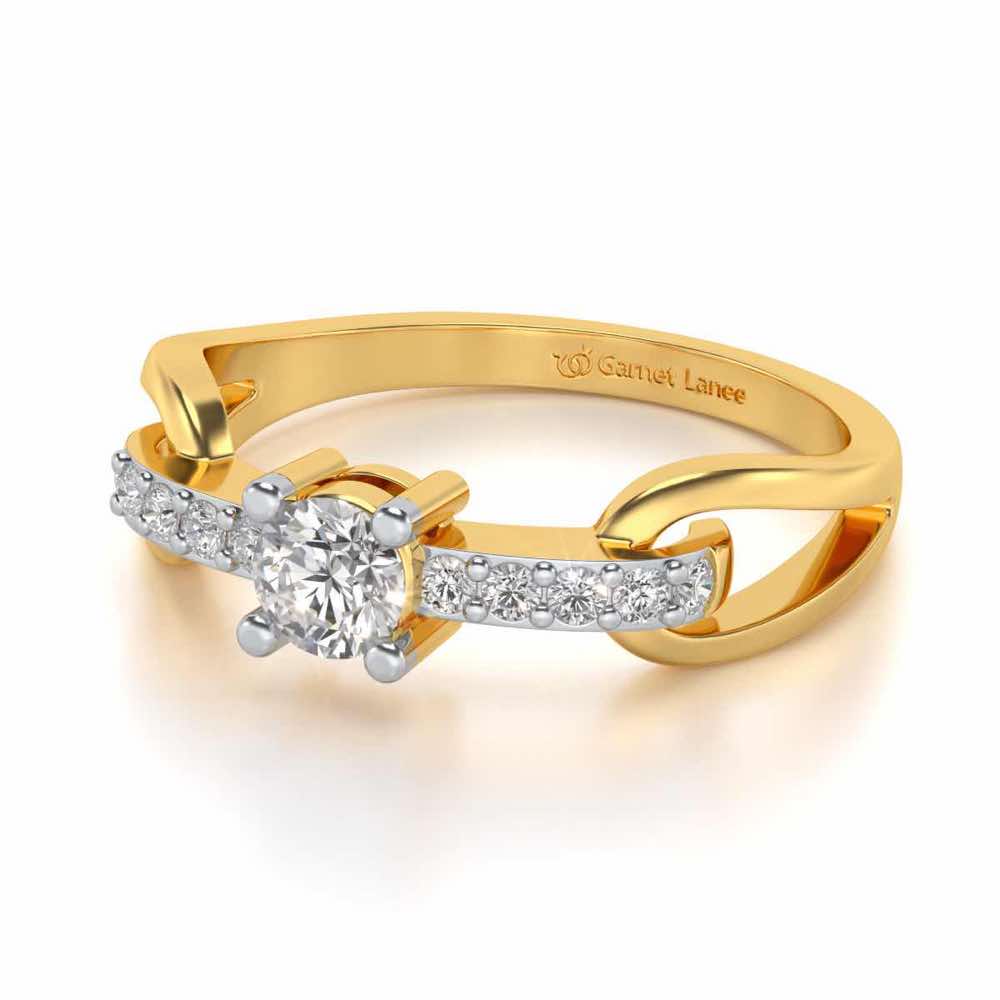 Shiny Bond Solitaire Silver Ring - Yellow Gold - Image 2