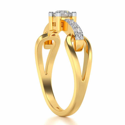 Shiny Bond Solitaire Silver Ring - Yellow Gold - Image 3
