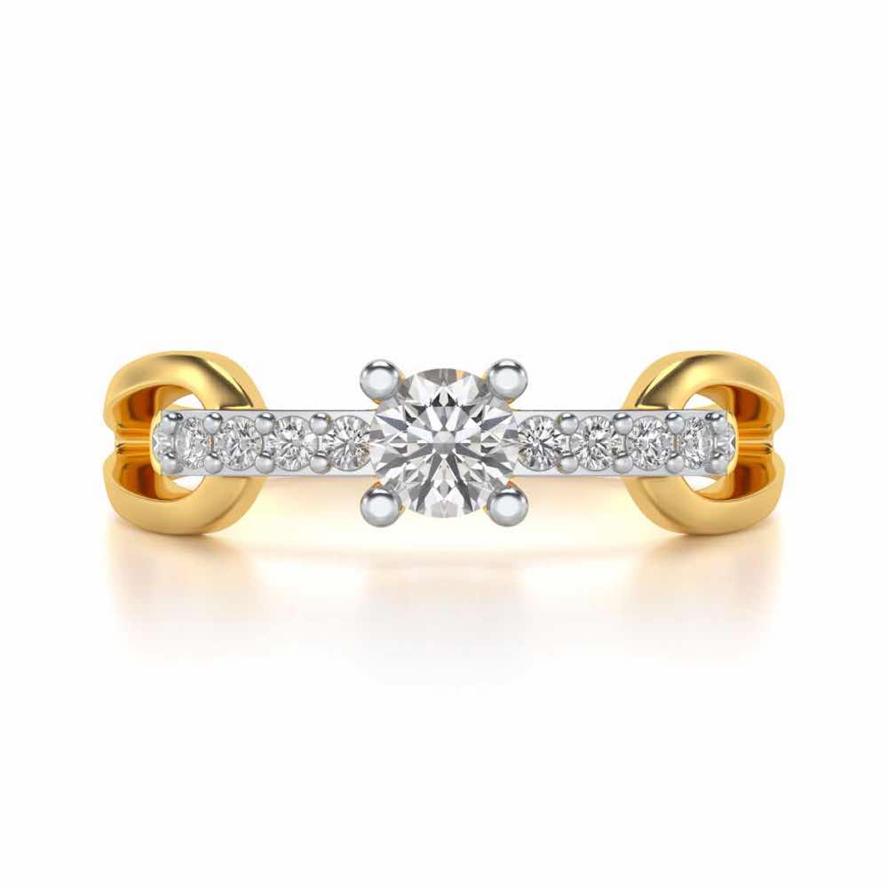 Shiny Bond Solitaire Silver Ring - Yellow Gold - Image 4