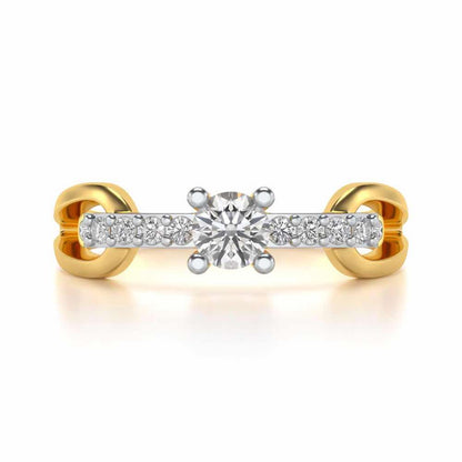 Shiny Bond Solitaire Silver Ring - Yellow Gold - Image 4