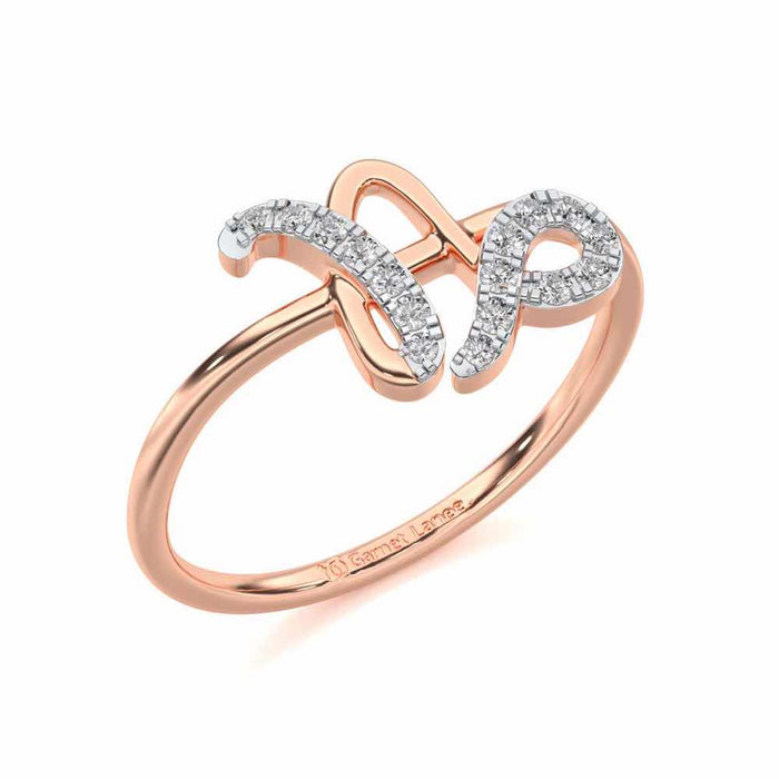 Shiny Capricorn Silver Ring - Rose Gold - Image 1