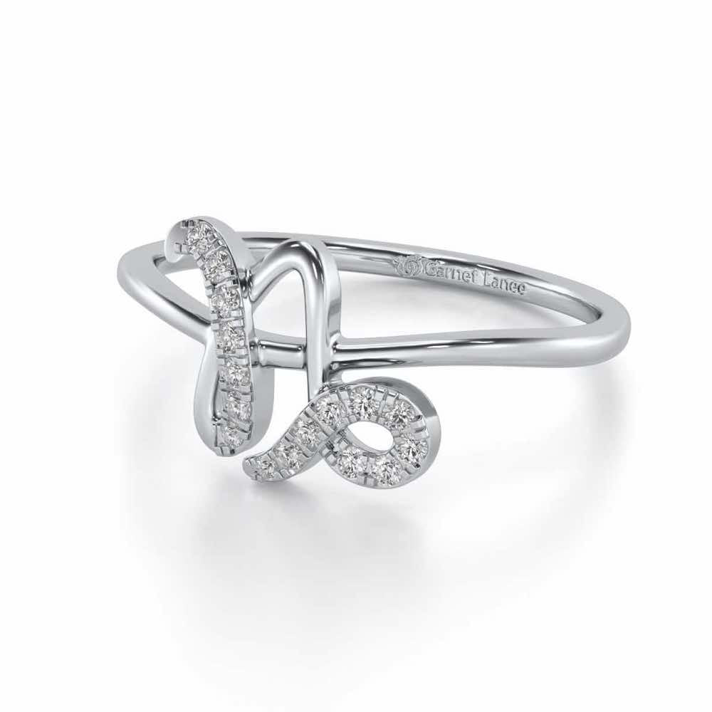 Shiny Capricorn Silver Ring - White Gold - Image 2