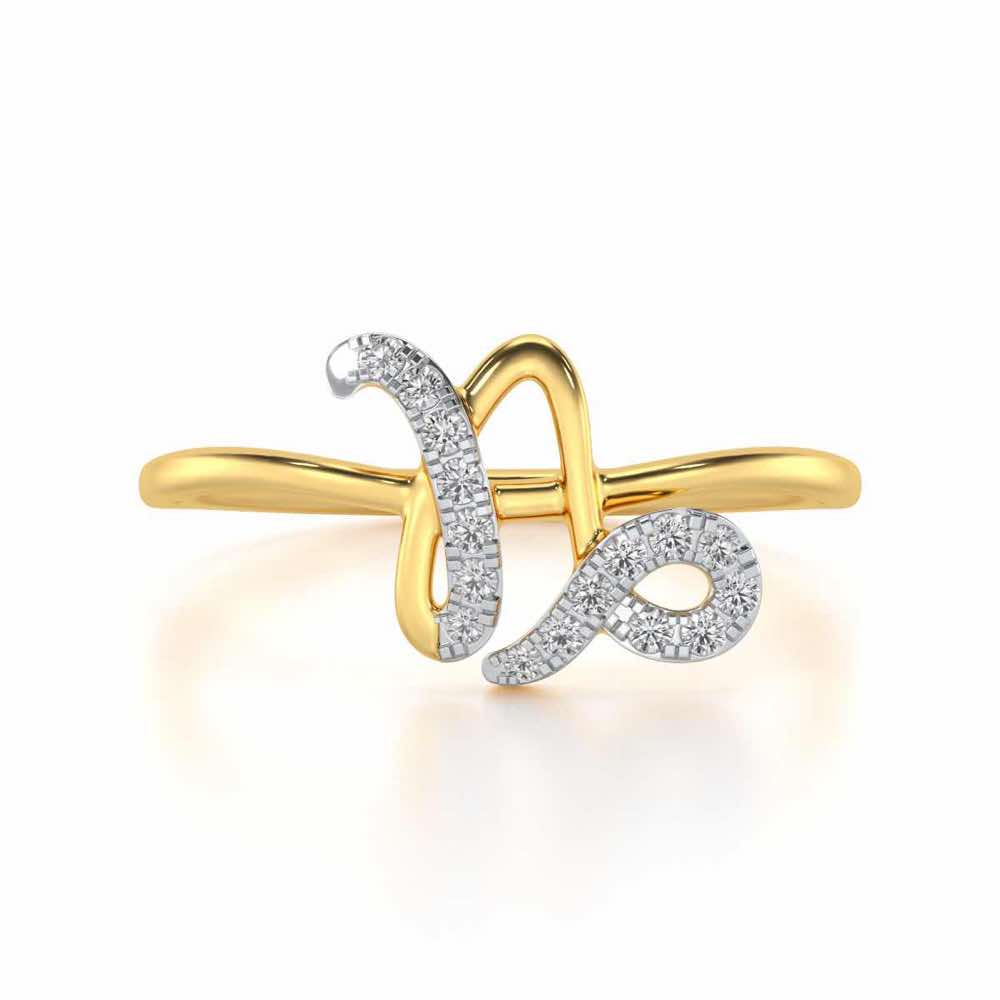 Shiny Capricorn Silver Ring - Yellow Gold - Image 4