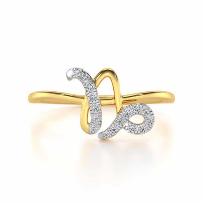 Shiny Capricorn Silver Ring - Yellow Gold - Image 4