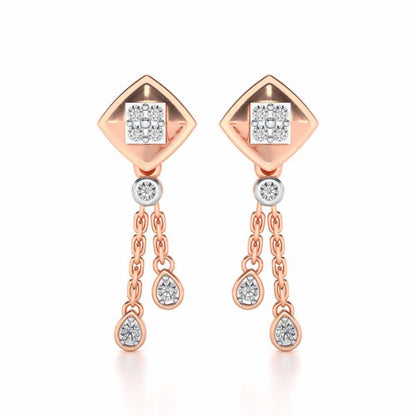 Shiny Chain Dangler Earrings - Rose Gold - Image 1