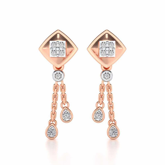 Shiny Chain Dangler Earrings - Rose Gold - Image 1