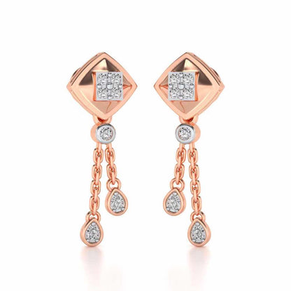 Shiny Chain Dangler Earrings - Rose Gold - Image 2