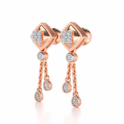 Shiny Chain Dangler Earrings - Rose Gold - Image 3