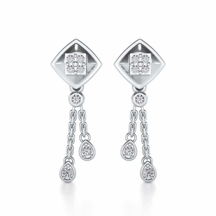 Shiny Chain Dangler Earrings - White Gold - Image 1